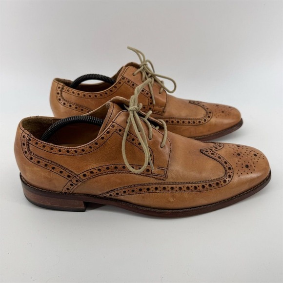 Cole Haan Men's Wingtip Derby Shoes Brown Leather Size 9.5 - Picture 1 of 8